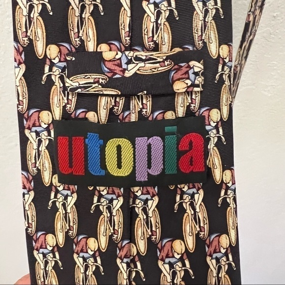 CYCLIST necktie black and yellow, Utopia, measurement shown, statement piece. - Picture 8 of 12
